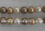 CSB1040 15.5 inches 8mm round mixed color shell pearl beads