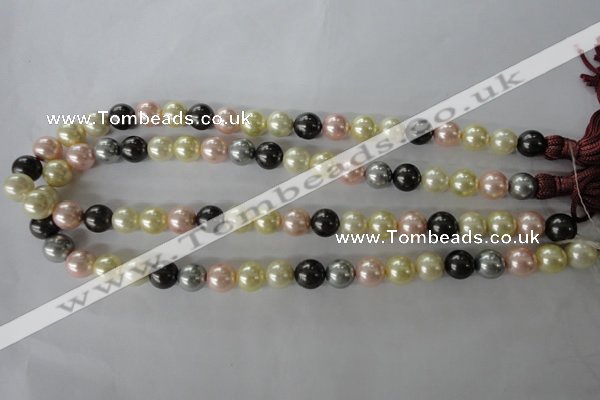 CSB1071 15.5 inches 10mm round mixed color shell pearl beads