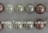 CSB1080 15.5 inches 12mm round mixed color shell pearl beads