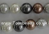 CSB1084 15.5 inches 12mm round mixed color shell pearl beads
