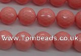 CSB1179 15.5 inches 12mm faceted round shell pearl beads