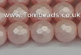 CSB1835 15.5 inches 14mm faceetd round matte shell pearl beads