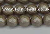 CSB1904 15.5 inches 12mm faceted round matte shell pearl beads