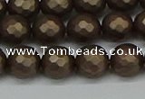 CSB1923 15.5 inches 10mm faceted round matte shell pearl beads