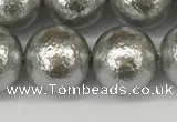 CSB2305 15.5 inches 14mm round wrinkled shell pearl beads wholesale