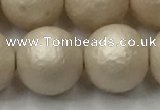 CSB2376 15.5 inches 16mm round matte wrinkled shell pearl beads
