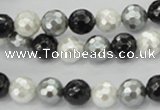CSB471 15.5 inches 10mm faceted round mixed color shell pearl beads