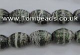 CSJ100 15.5 inches 10*14mm rice green silver line jasper beads