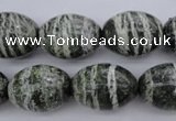 CSJ103 15.5 inches 15*20mm rice green silver line jasper beads