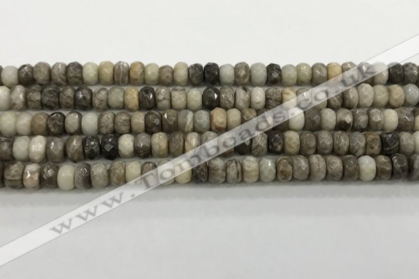 CSL130 15.5 inches 2.5*4.8mm faceted rondelle sliver leaf jasper beads