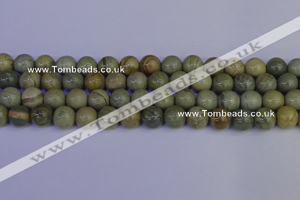 CSL205 15.5 inches 14mm round silver leaf jasper beads wholesale