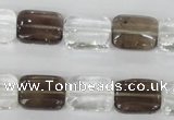 CSQ157 15.5 inches 12*16mm rectangle white crystal & smoky quartz beads