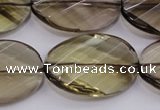 CSQ230 20*30mm faceted & twisted oval grade AA natural smoky quartz beads