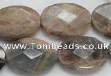 CSS108 15.5 inches 18*25mm faceted oval natural sunstone beads wholesale