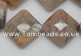 CSS112 15.5 inches 20*20mm faceted diamond natural sunstone beads