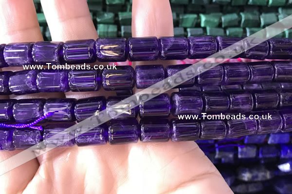 CTB257 15.5 inches 8*10mm tube natural amethyst gemstone beads