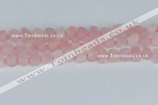 CTB751 15.5 inches 6*10mm - 8*12mm faceted tube rose quartz beads
