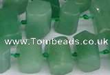 CTB756 15.5 inches 6*10mm - 8*12mm faceted tube green aventurine beads