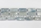 CTB859 13*25mm - 15*28mm faceted flat tube aquamarine beads