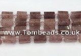 CTB880 13*25mm - 14*19mm faceted tube strawberry quartz beads