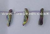 CTD1102 Top drilled 4*12mm - 5*18mm nuggets plated quartz beads