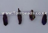 CTD1104 Top drilled 4*12mm - 5*18mm nuggets plated quartz beads