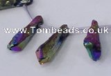 CTD1113 Top drilled 8*25mm - 10*30mm nuggets plated quartz beads