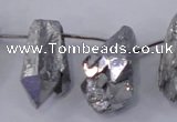 CTD1124 Top drilled 10*22mm - 12*30mm nuggets plated quartz beads