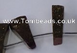 CTD1161 Top drilled 8*25mm - 10*35mm freeform plated quartz beads
