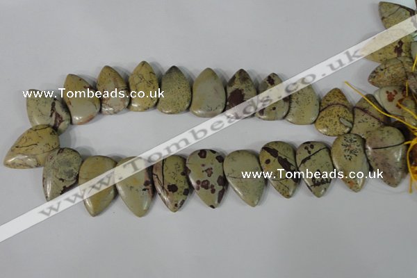 CTD12 Top drilled 22*30mm flat teardrop artistic jasper beads