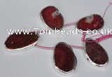CTD1577 30*45mm - 35*50mm freeform agate beads with brass setting