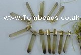 CTD1967 Top drilled 6*50mm - 10*60mm sticks lemon quartz beads