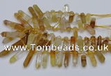 CTD2111 Top drilled 10*25mm - 12*45mm sticks yellow quartz beads