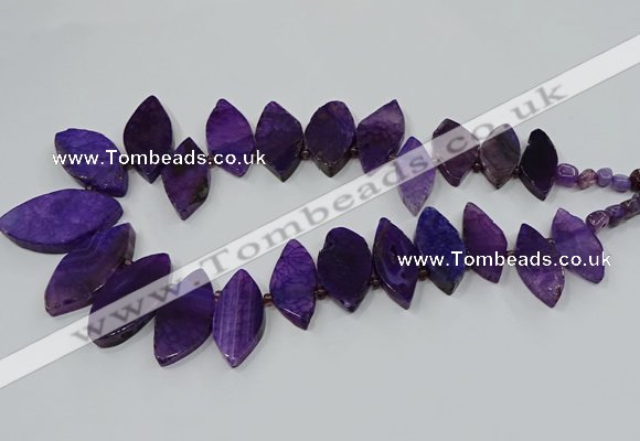 CTD2790 Top drilled 15*30mm - 25*45mm marquise agate gemstone beads