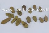 CTD2902 Top drilled 15*25mm - 25*55mm freeform plated druzy agate beads