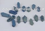 CTD2904 Top drilled 15*25mm - 25*55mm freeform plated druzy agate beads