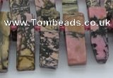 CTD3503 Top drilled 10*25mm - 10*45mm sticks rhodonite beads