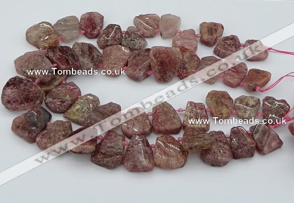 CTD3571 Top drilled 15*20mm - 25*30mm freeform strawberry quartz beads