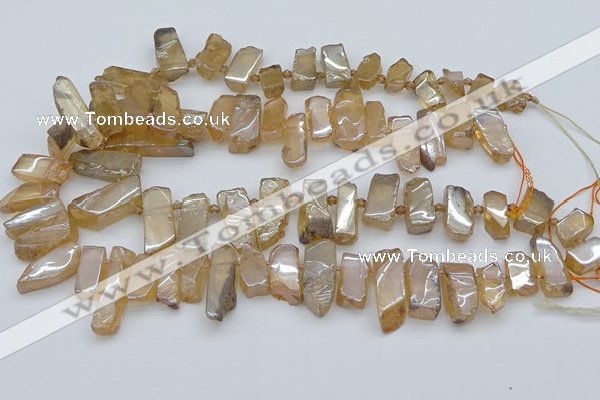 CTD3659 Top drilled 8*15mm - 11*30mm sticks plated white crystal beads