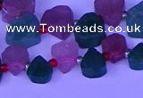 CTD3854 Top drilled 8*10mm - 10*12mm freeform mixed strawberry quartz beads