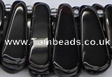 CTD470 15.5 inches 12*25mm - 15*45mm freeform black agate beads