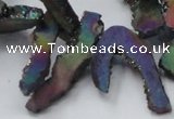 CTD565 Top drilled 10*20mm - 10*40mm freeform plated agate beads