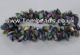 CTD777 Top drilled 10*16mm - 12*20mm nuggets plated quartz beads