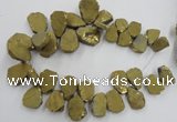 CTD901 Top drilled 15*20mm - 20*30mm freeform plated quartz beads