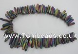 CTD919 Top drilled 6*25mm - 8*40mm wand plated quartz beads