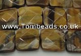 CTE1733 15.5 inches 14*14mm faceted square yellow tiger eye beads