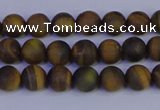 CTE1810 15.5 inches 4mm round matte yellow iron tiger beads