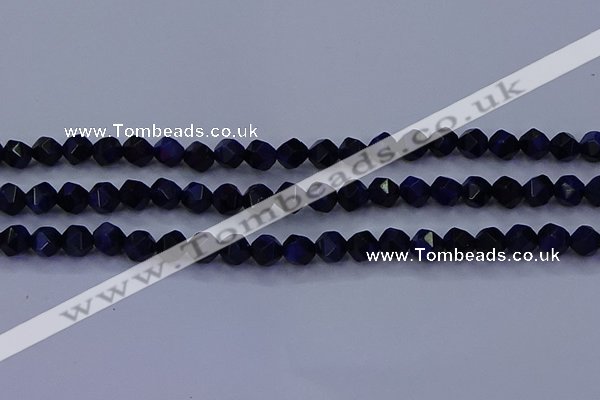 CTE1916 15.5 inches 6mm faceted nuggets blue tiger eye beads