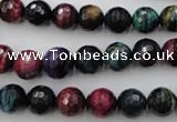 CTE581 15.5 inches 6mm faceted round colorful tiger eye beads