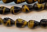 CTE607 15.5 inches 10*14mm teardrop yellow tiger eye beads wholesale